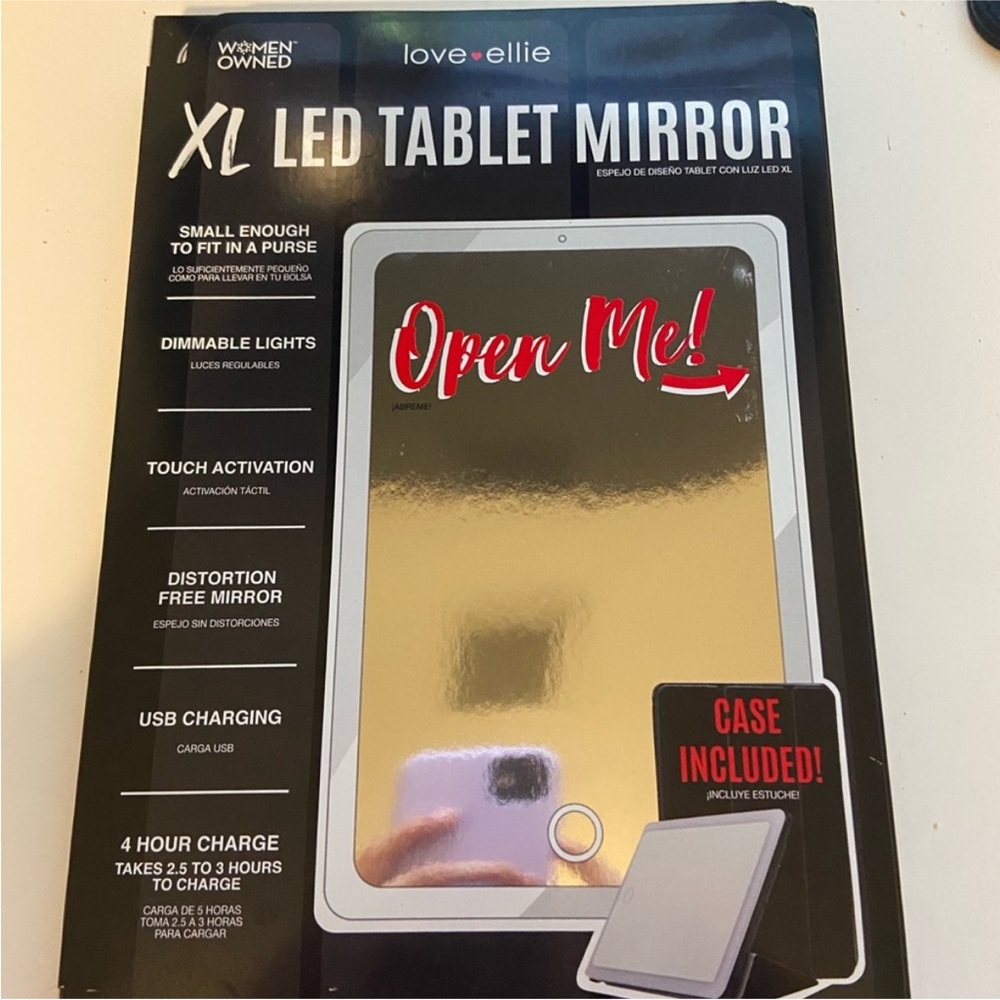 Love Ellie XL LED Tablet Mirror‎ Lighted Makeup Mirror with Case New Boxed